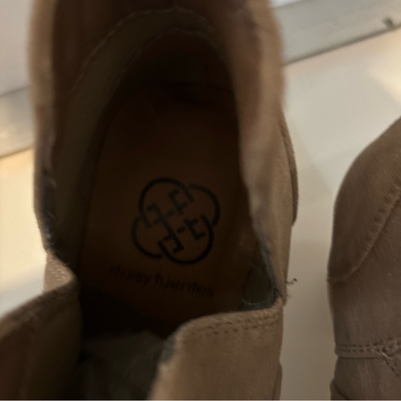 Suede slip on booty, higher heel, tanning color, size 7 1/2 medium - Picture 4 of 6